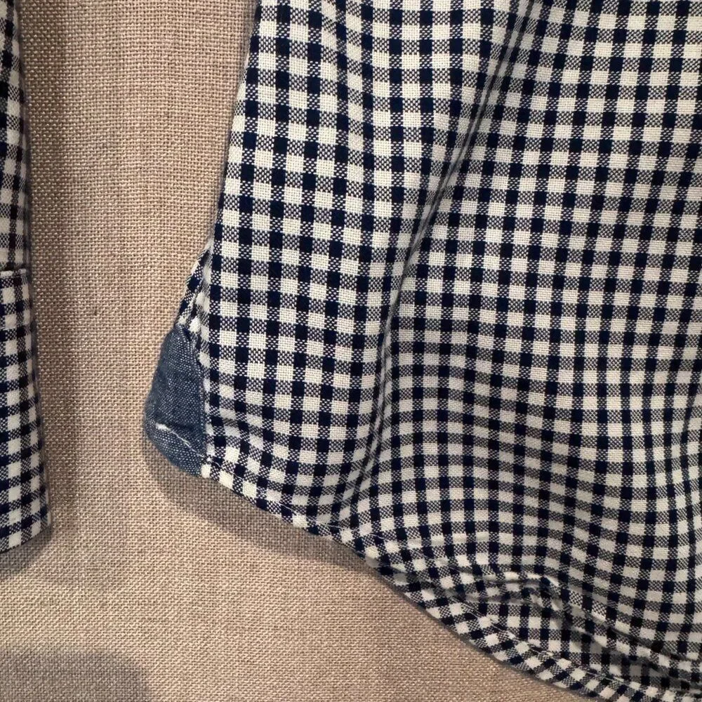 Banana Republic Men’s Small Untucked Shirt Blue White Gingham 100% Cotton